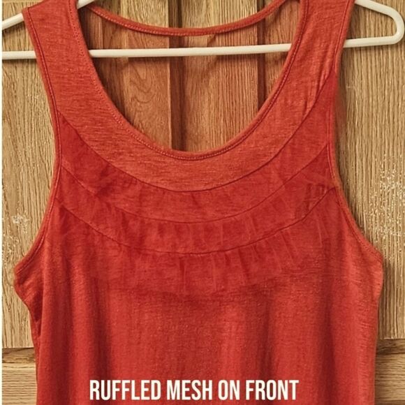 ☮️LSENBOYE WOMENS PRETTY RED FRONT MESH RUFFLE TANK TOP XL - Picture 7 of 12